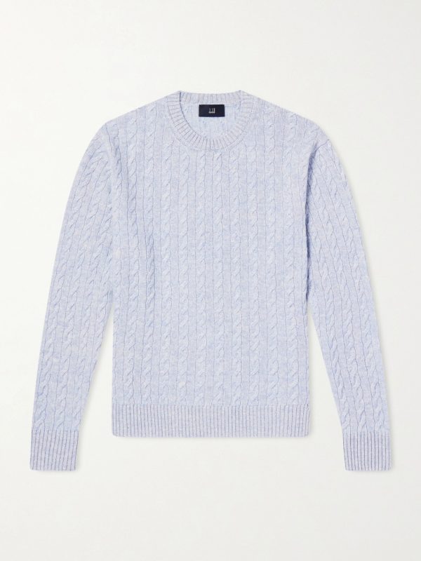Cable-Knit Cashmere and Linen-Blend Sweater