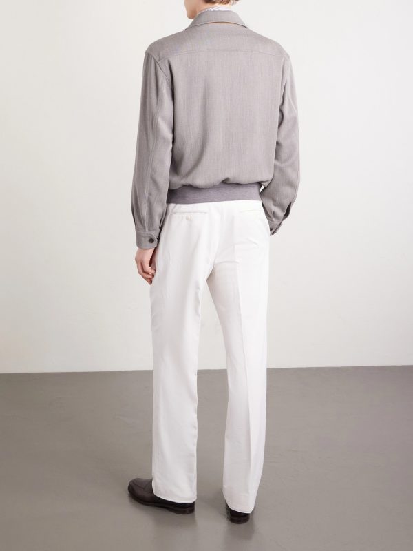 Suede-Trimmed Wool Jacket - BK Suede-Trimmed Wool Jacket - BK