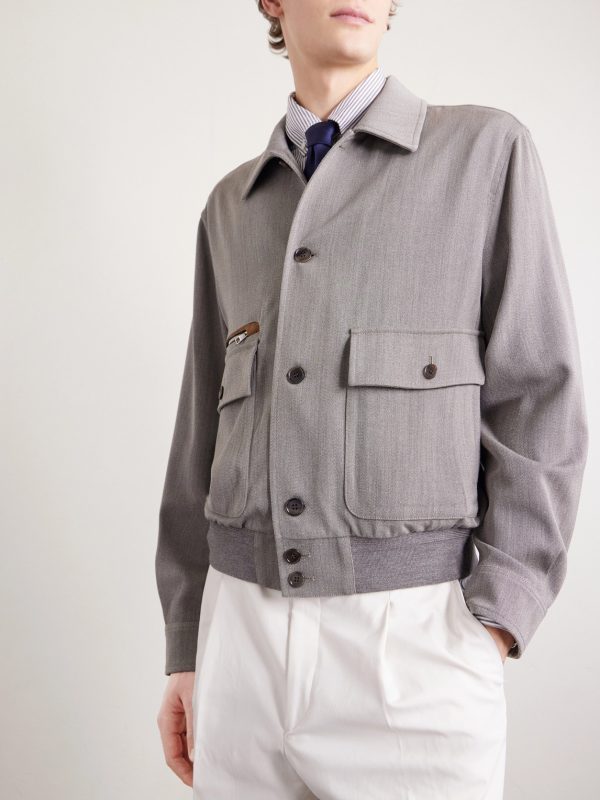 Suede-Trimmed Wool Jacket - FR Suede-Trimmed Wool Jacket - FR