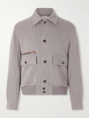 Suede-Trimmed Wool Jacket Suede-Trimmed Wool Jacket