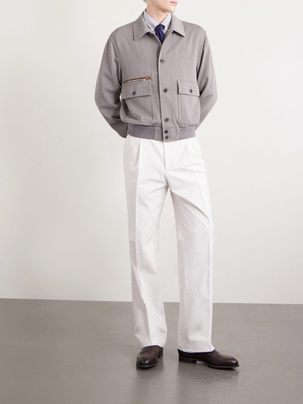 Suede-Trimmed Wool Jacket - OU Suede-Trimmed Wool Jacket - OU