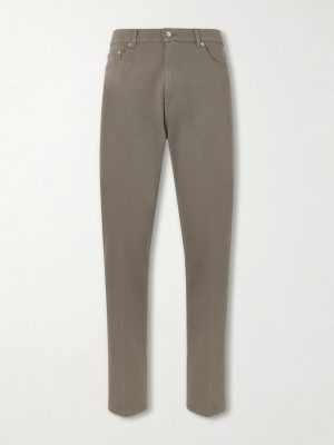 Tapered Cotton-Blend Twill Trousers Tapered Cotton-Blend Twill Trousers