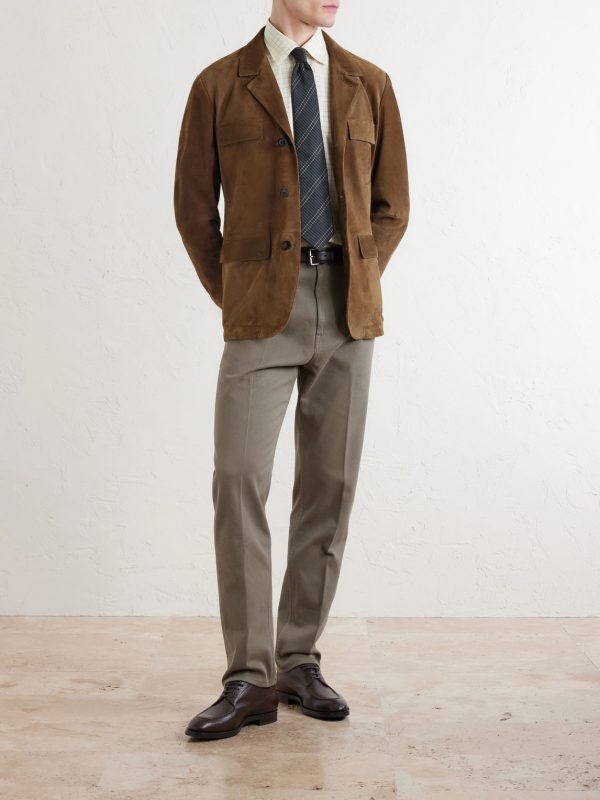 Tapered Cotton-Blend Twill Trousers - OU Tapered Cotton-Blend Twill Trousers - OU