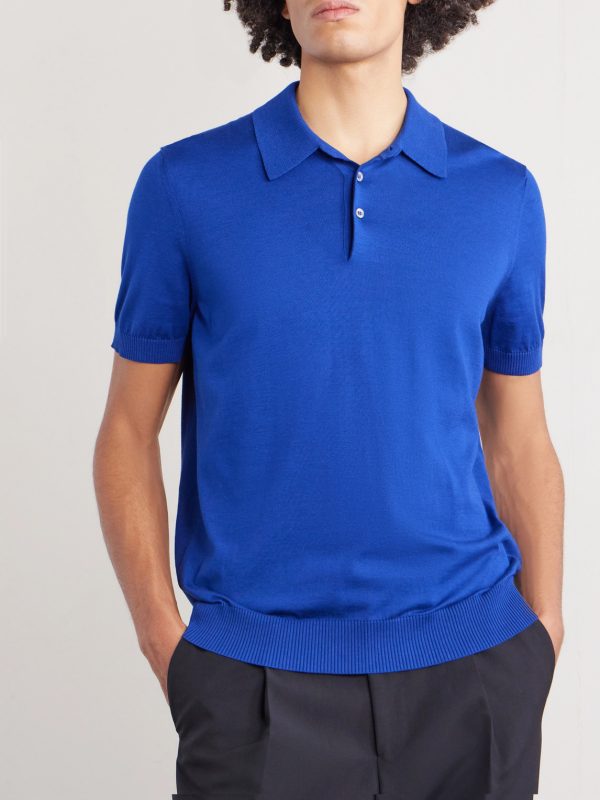 Slim-Fit Cotton and Mulberry Silk-Blend Polo Shirt - FR Slim-Fit Cotton and Mulberry Silk-Blend Polo Shirt - FR