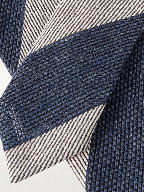 9.5cm Striped Linen and Mulberry Silk-Blend Jacquard Tie - CU 9.5cm Striped Linen and Mulberry Silk-Blend Jacquard Tie - CU