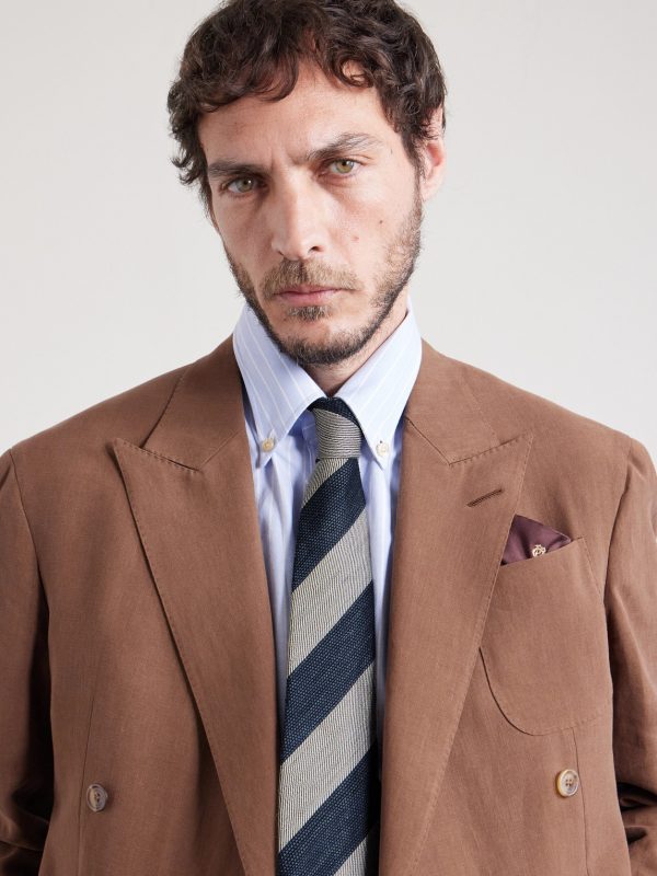 9.5cm Striped Linen and Mulberry Silk-Blend Jacquard Tie - FR 9.5cm Striped Linen and Mulberry Silk-Blend Jacquard Tie - FR