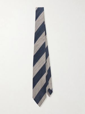 9.5cm Striped Linen and Mulberry Silk-Blend Jacquard Tie 9.5cm Striped Linen and Mulberry Silk-Blend Jacquard Tie