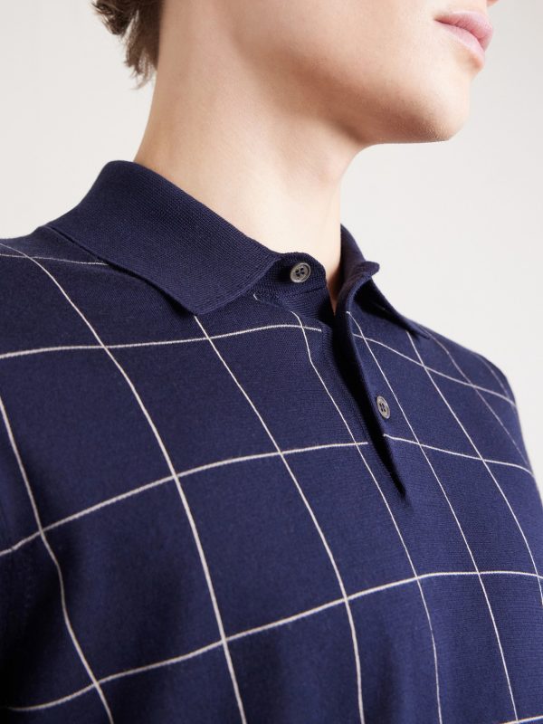 Checked Cotton and Mulberry Silk-Blend Jacquard Polo Shirt - CU Checked Cotton and Mulberry Silk-Blend Jacquard Polo Shirt - CU