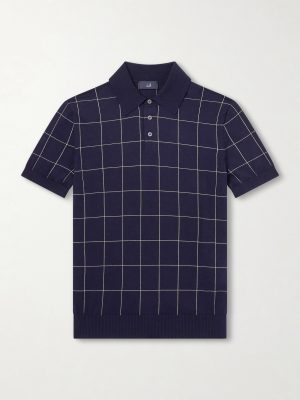Checked Cotton and Mulberry Silk-Blend Jacquard Polo Shirt