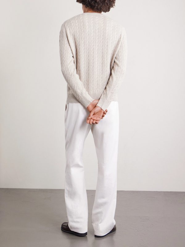 Cable-Knit Cashmere and Linen-Blend Sweater - BK Cable-Knit Cashmere and Linen-Blend Sweater - BK
