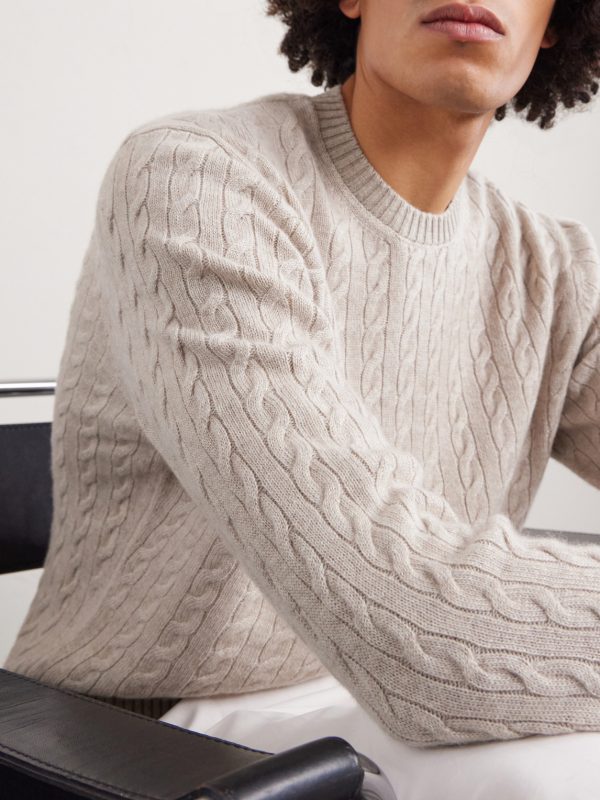 Cable-Knit Cashmere and Linen-Blend Sweater - CU Cable-Knit Cashmere and Linen-Blend Sweater - CU