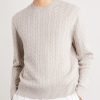 Cable-Knit Cashmere and Linen-Blend Sweater - FR Cable-Knit Cashmere and Linen-Blend Sweater - FR