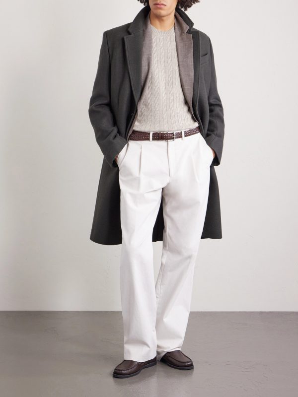 Cable-Knit Cashmere and Linen-Blend Sweater - OU Cable-Knit Cashmere and Linen-Blend Sweater - OU