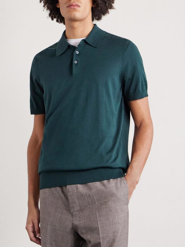 Slim-Fit Cotton and Mulberry Silk-Blend Polo Shirt - FR Slim-Fit Cotton and Mulberry Silk-Blend Polo Shirt - FR