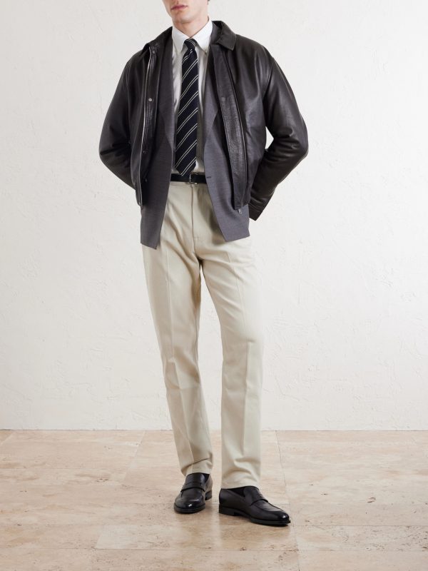 Tapered Cotton-Blend Twill Trousers - OU Tapered Cotton-Blend Twill Trousers - OU