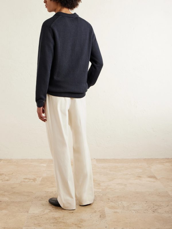 Cotton and Silk-Blend Polo Sweater - BK
