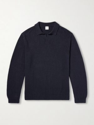 Cotton and Silk-Blend Polo Sweater