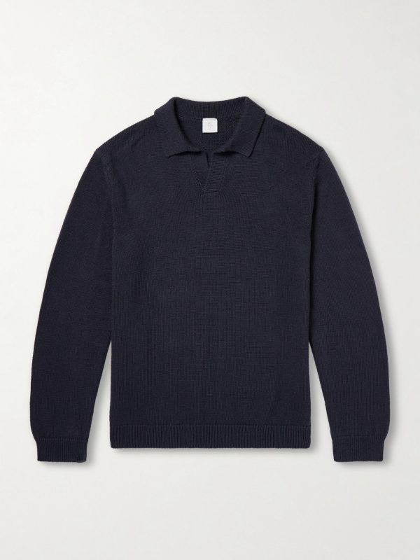 Cotton and Silk-Blend Polo Sweater