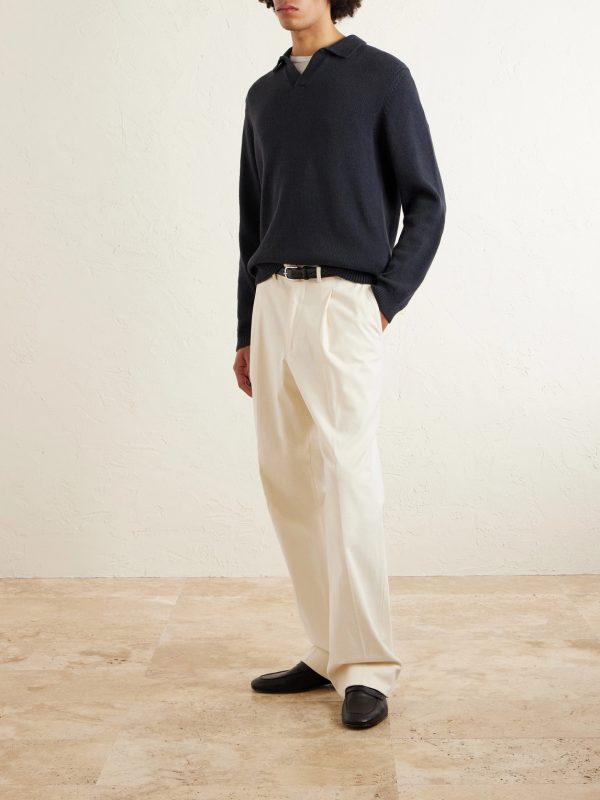 Cotton and Silk-Blend Polo Sweater - OU