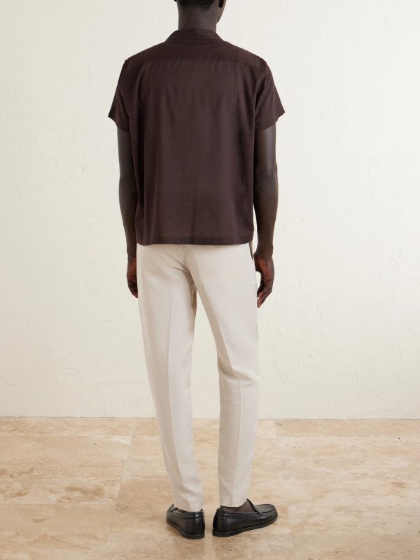 Straight-Leg Lyocell and Linen-Blend Drawstring Trousers - BK Straight-Leg Lyocell and Linen-Blend Drawstring Trousers - BK
