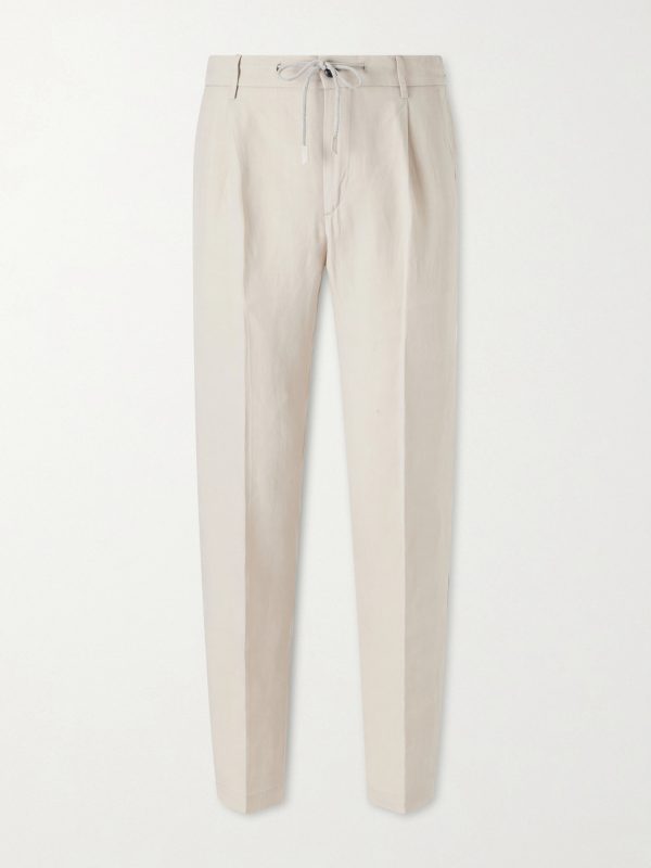 Straight-Leg Lyocell and Linen-Blend Drawstring Trousers Straight-Leg Lyocell and Linen-Blend Drawstring Trousers