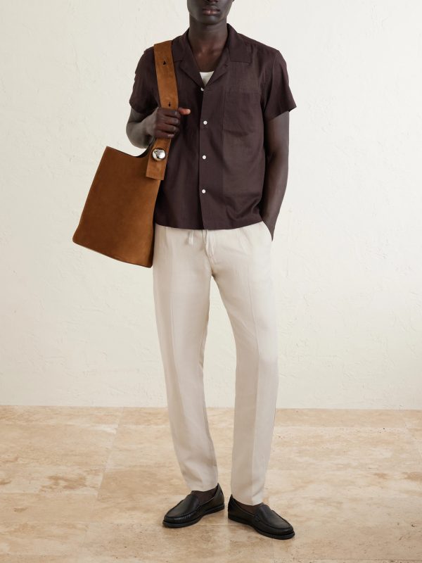 Straight-Leg Lyocell and Linen-Blend Drawstring Trousers - OU Straight-Leg Lyocell and Linen-Blend Drawstring Trousers - OU