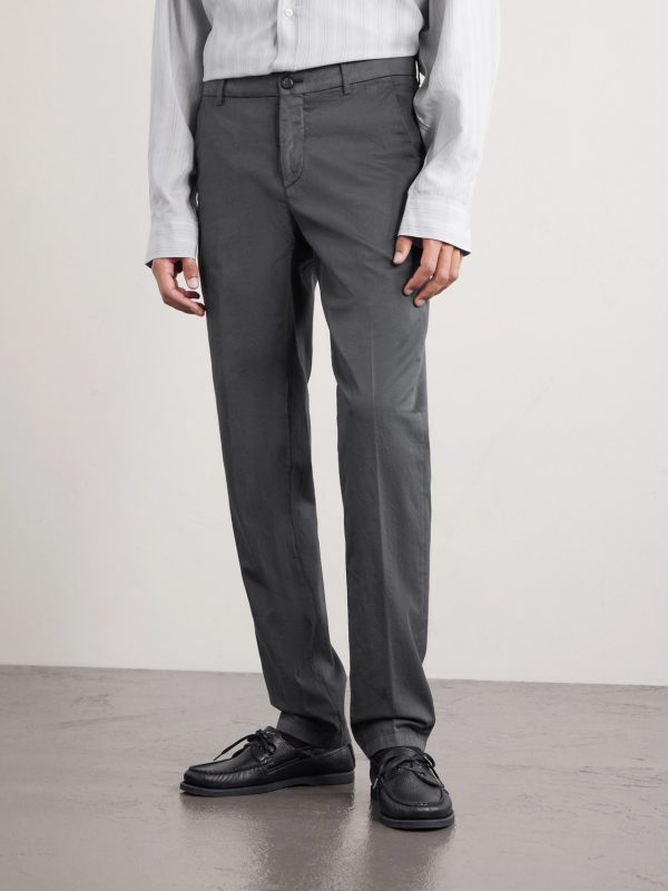 Straight-Leg Pleated Stretch Cotton and Silk-Blend Trousers - FR Straight-Leg Pleated Stretch Cotton and Silk-Blend Trousers - FR