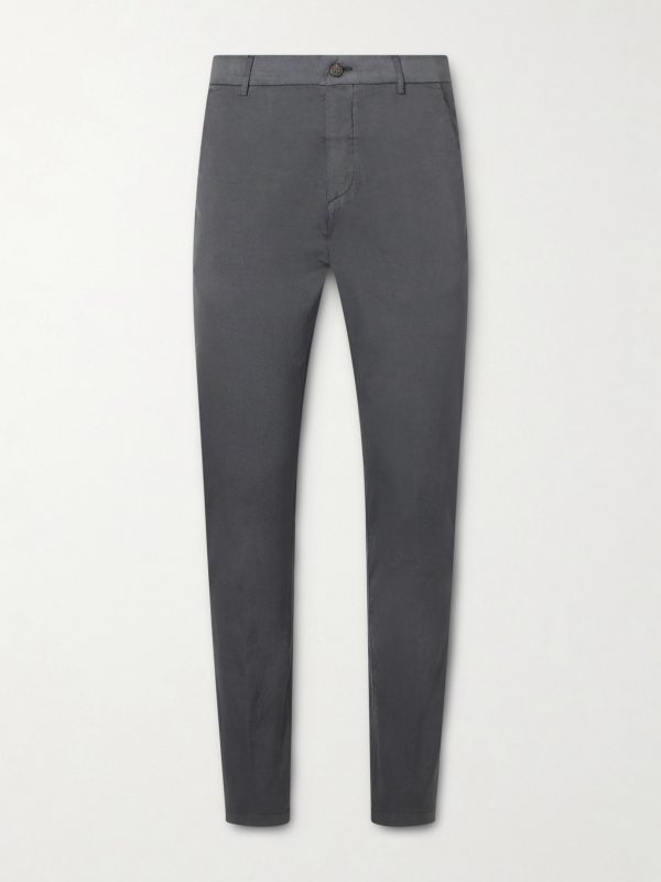 Straight-Leg Pleated Stretch Cotton and Silk-Blend Trousers Straight-Leg Pleated Stretch Cotton and Silk-Blend Trousers