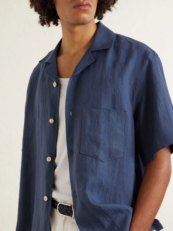Camp-Collar Linen Shirt - CU
