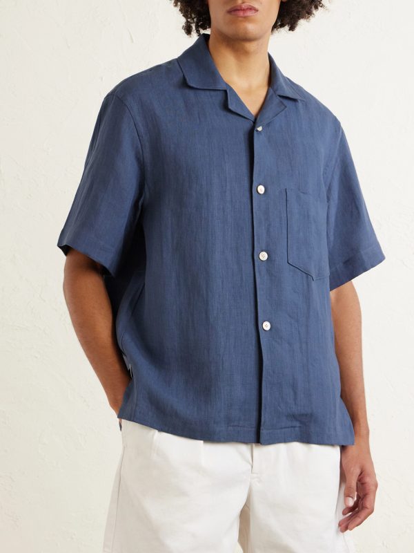 Camp-Collar Linen Shirt - FR