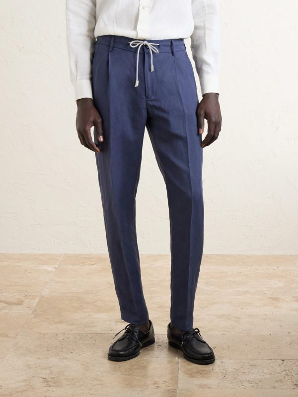 Straight-Leg Lyocell and Linen-Blend Drawstring Trousers - FR Straight-Leg Lyocell and Linen-Blend Drawstring Trousers - FR