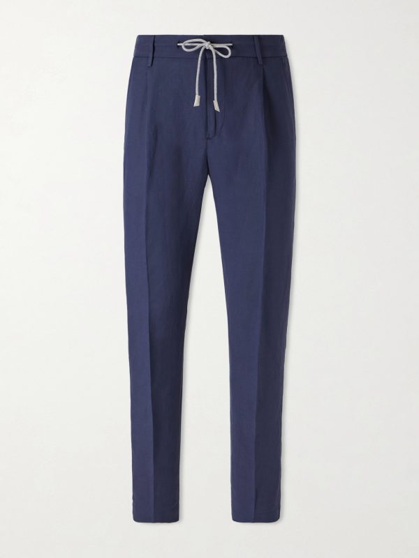 Straight-Leg Lyocell and Linen-Blend Drawstring Trousers Straight-Leg Lyocell and Linen-Blend Drawstring Trousers