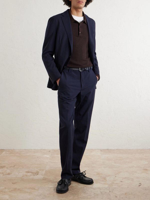 Slim-Fit Tapered Stretch-Wool Flannel Trousers - OU Slim-Fit Tapered Stretch-Wool Flannel Trousers - OU