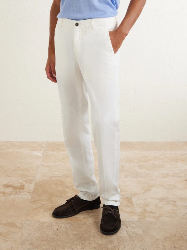 Straight-Leg Stretch-Cotton and Silk-Blend Trousers - FR Straight-Leg Stretch-Cotton and Silk-Blend Trousers - FR