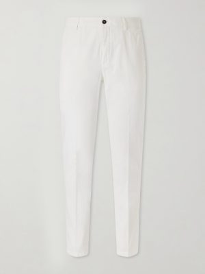 Straight-Leg Stretch-Cotton and Silk-Blend Trousers Straight-Leg Stretch-Cotton and Silk-Blend Trousers