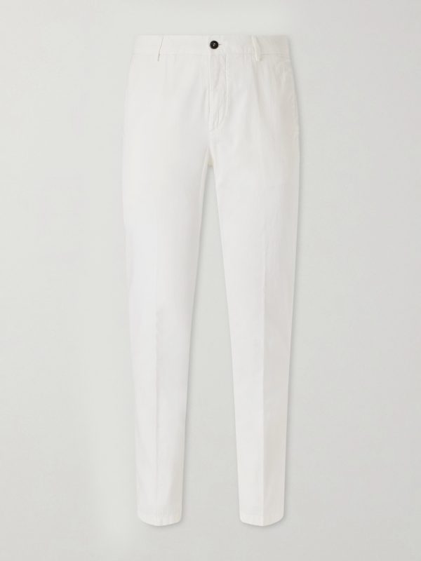 Straight-Leg Stretch-Cotton and Silk-Blend Trousers Straight-Leg Stretch-Cotton and Silk-Blend Trousers