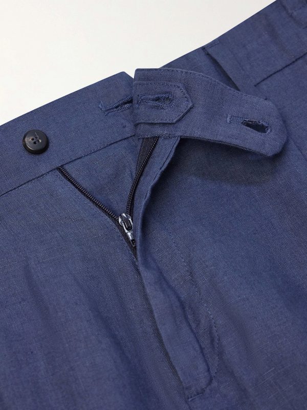 Flat Front Chino Linen Trousers - E1 Flat Front Chino Linen Trousers - E1