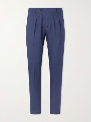 Flat Front Chino Linen Trousers