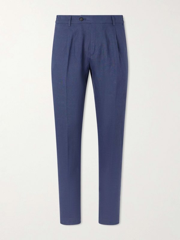 Flat Front Chino Linen Trousers Flat Front Chino Linen Trousers