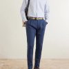 Flat Front Chino Linen Trousers - OU Flat Front Chino Linen Trousers - OU