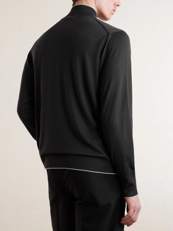 Wool Zip-Up Cardigan - BK