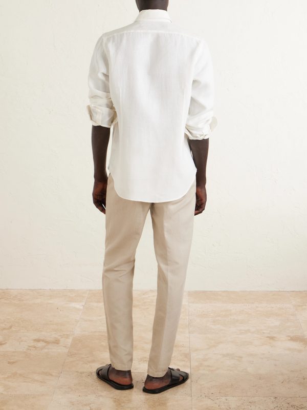 Straight-Leg Cotton and Linen-Blend Drawstring Trousers - BK Straight-Leg Cotton and Linen-Blend Drawstring Trousers - BK