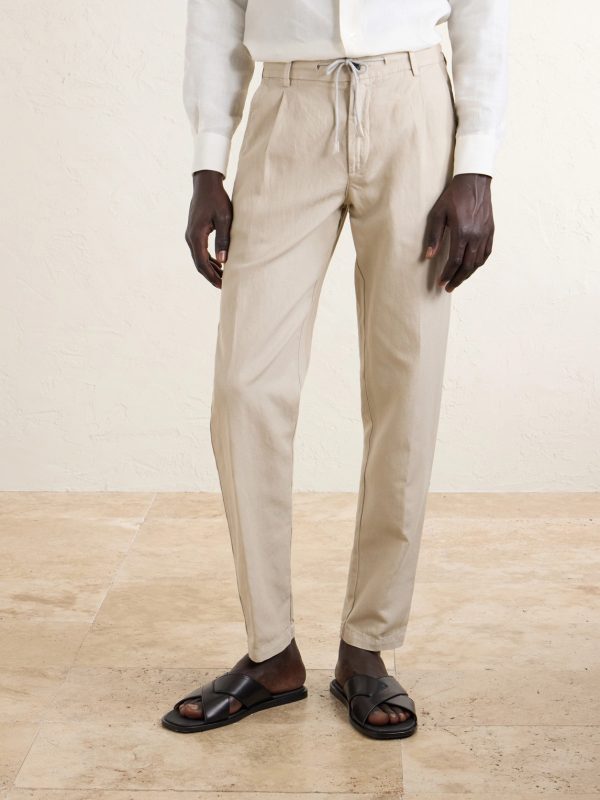 Straight-Leg Cotton and Linen-Blend Drawstring Trousers - FR Straight-Leg Cotton and Linen-Blend Drawstring Trousers - FR