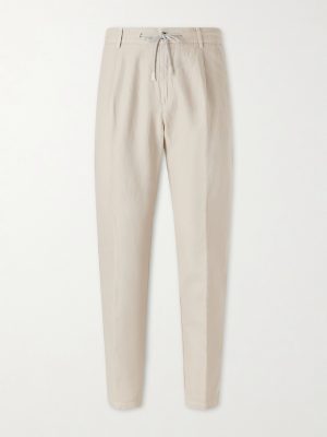 Straight-Leg Cotton and Linen-Blend Drawstring Trousers Straight-Leg Cotton and Linen-Blend Drawstring Trousers