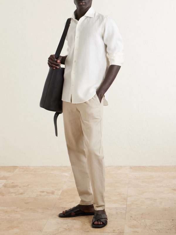 Straight-Leg Cotton and Linen-Blend Drawstring Trousers - OU Straight-Leg Cotton and Linen-Blend Drawstring Trousers - OU
