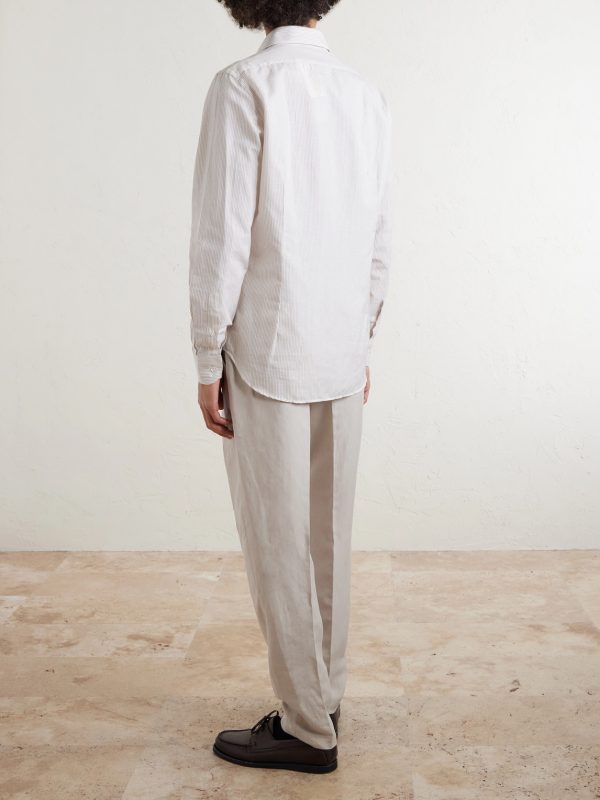 Striped Cotton and Linen-Blend Shirt - BK