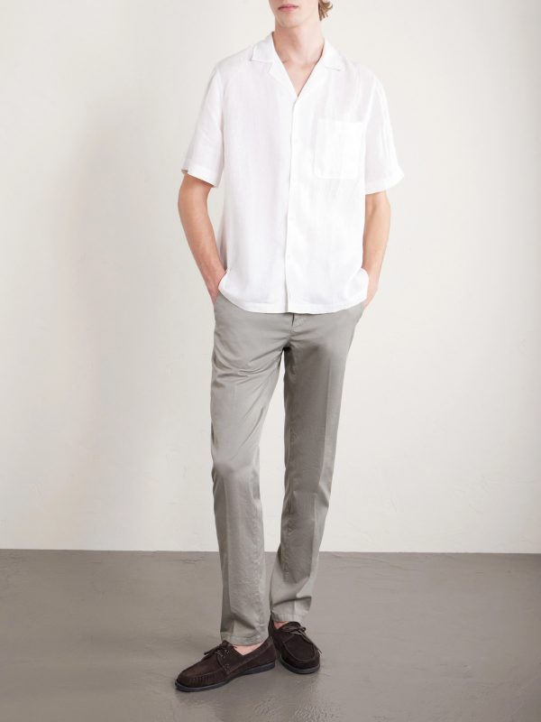Straight-Leg Pleated Stretch Cotton and Silk-Blend Trousers - OU Straight-Leg Pleated Stretch Cotton and Silk-Blend Trousers - OU