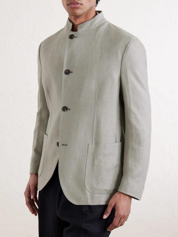 Slim-Fit Linen Blazer - FR