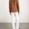 Slim-Fit Mandarin Collar Suede Jacket - BK