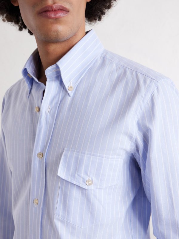 Striped Button-Down Collar Cotton Oxford Shirt - CU